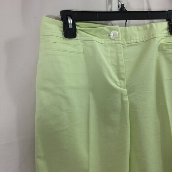 Ann Taylor Cropped Capri Pants Light Lime Slit Pockets Cotton Stretch Size 6 - Picture 2 of 4
